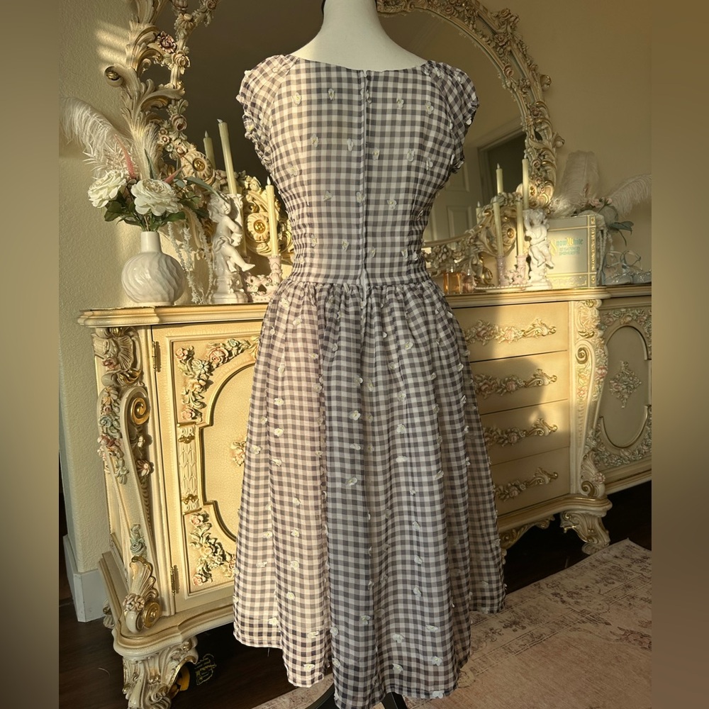 Magnolia Gingham Midi Dress in Black and White - Picture 8 of 8